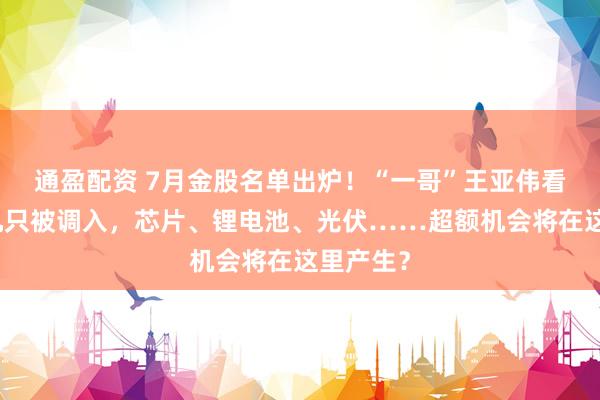 通盈配资 7月金股名单出炉！“一哥”王亚伟看上的这几只被调入，芯片、锂电池、光伏……超额机会将在这里产生？