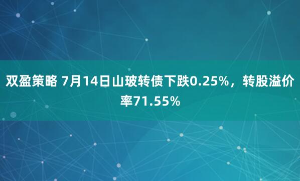 双盈策略 7月14日山玻转债下跌0.25%，转股溢价率71.55%