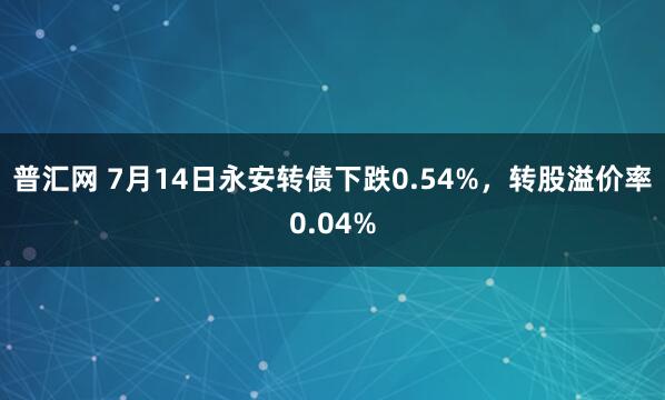 普汇网 7月14日永安转债下跌0.54%，转股溢价率0.04%