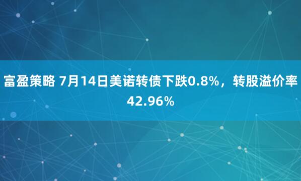富盈策略 7月14日美诺转债下跌0.8%，转股溢价率42.96%